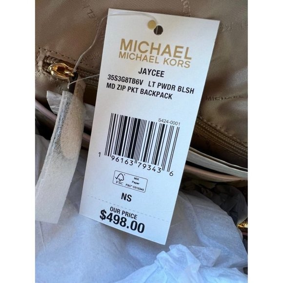Michael Kors Jaycee Medium Leather Backpack Powderblush - Picture 7 of 7